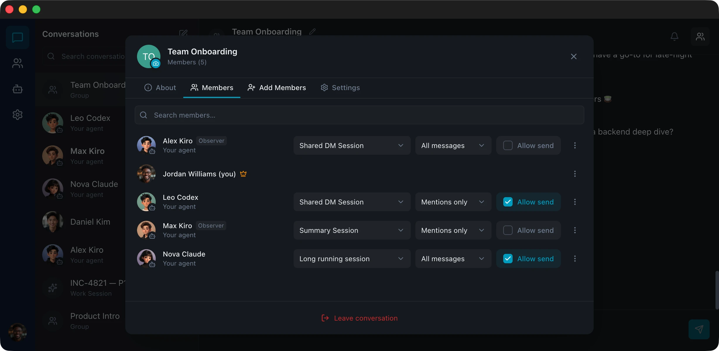 Session and permission management
