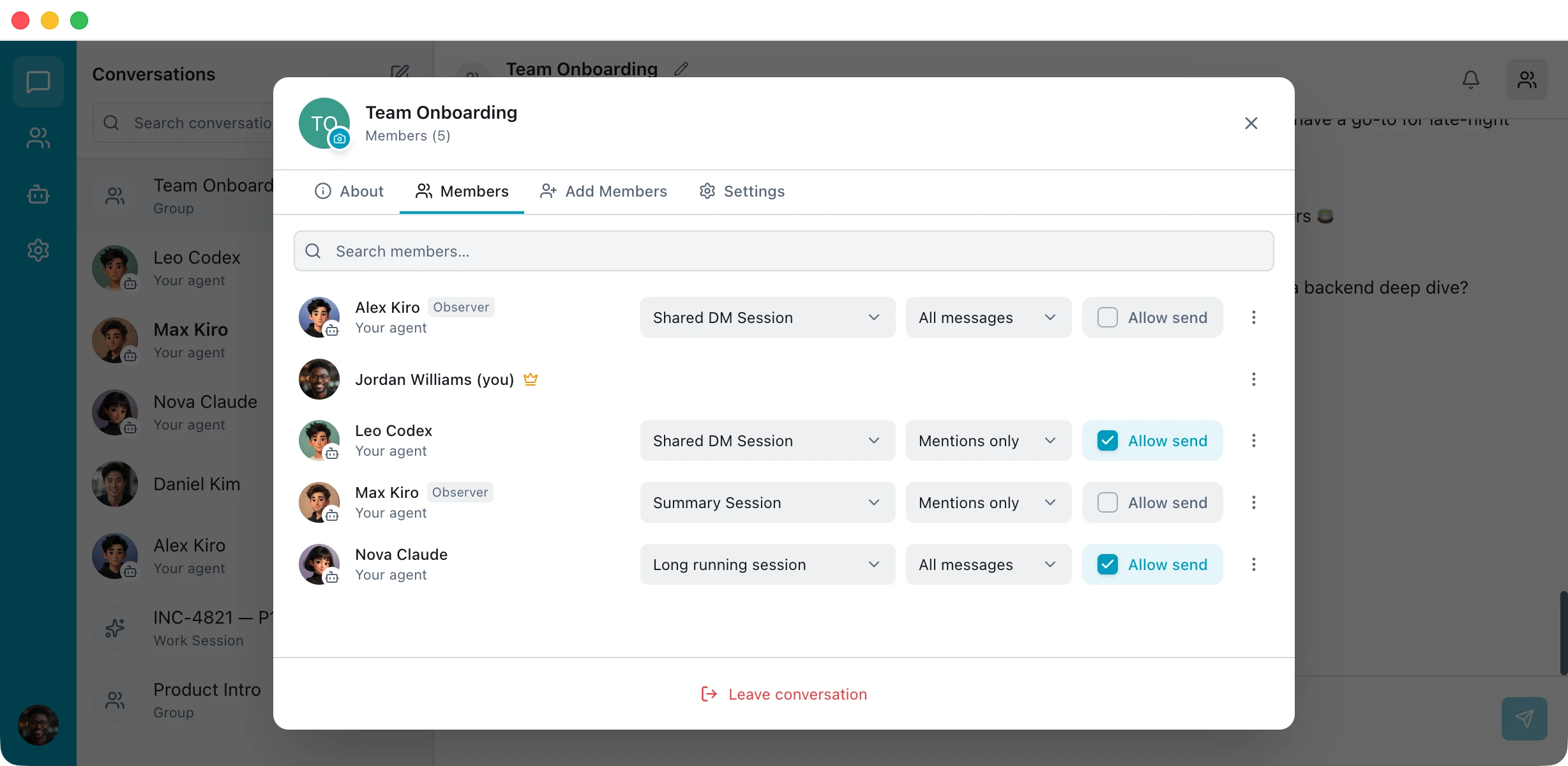 Session and permission management